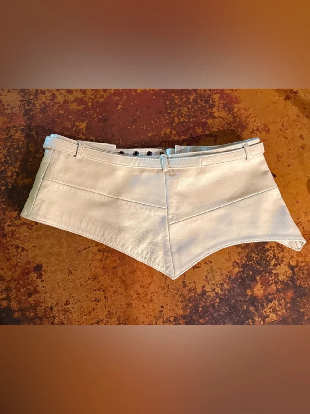 Free People Daytona Bone/Ivory Color Leather Skirt Belt ‎ Size S
